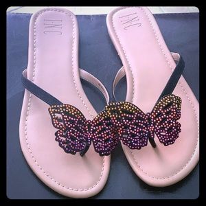 INC glitter butterfly sandals